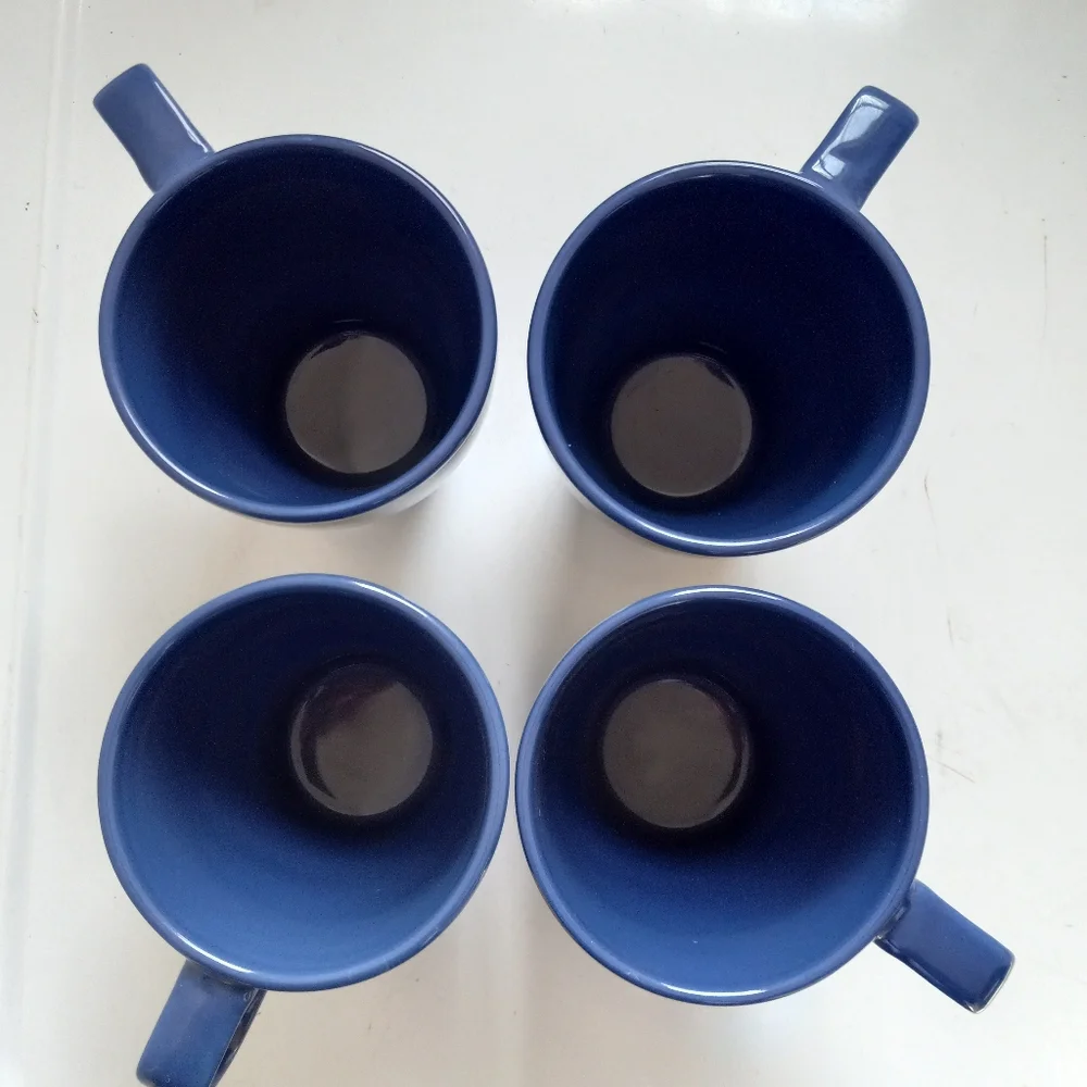IKEA Fargrik Stackable Coffee Tea Mugs Stoneware Blue Set of 4